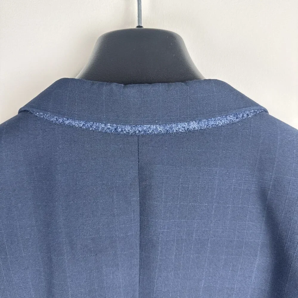 Banana Republic Suit Mens 42R Navy Blue Sport Coat 2 Button Pants 33x32 Plaid